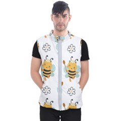 Art Bee Pattern Design Wallpaper Background Men s Puffer Vest by Vaneshop