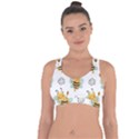 Art Bee Pattern Design Wallpaper Background Cross String Back Sports Bra View1