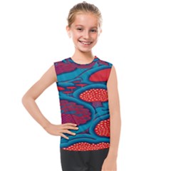 Vintage Ornate Mushroom Leafage Wallpaper Kids  Mesh Tank Top by Vaneshop