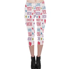 Love Mom Happy Mothers Day I Love Mom Graphic Capri Leggings  by Vaneshop