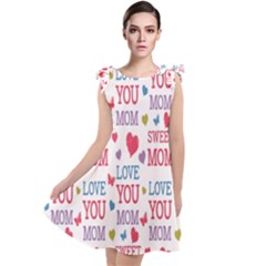 Love Mom Happy Mothers Day I Love Mom Graphic Tie Up Tunic Dress by Vaneshop