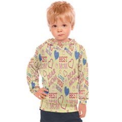 Love Mom Happy Mothers Day I Love Mom Graphic Pattern Kids  Hooded Pullover by Vaneshop