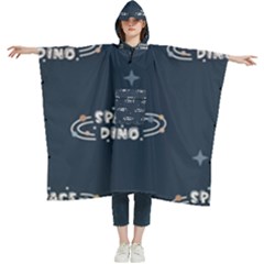 Space Dino Art Pattern Design Wallpaper Background Women s Hooded Rain Ponchos by Vaneshop