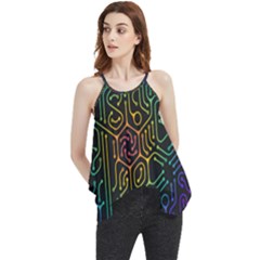 Circuit Hexagonal Geometric Pattern Background Pattern Flowy Camisole Tank Top by Vaneshop