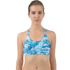 Blue Ocean Wave Texture Back Web Sports Bra by Jack14