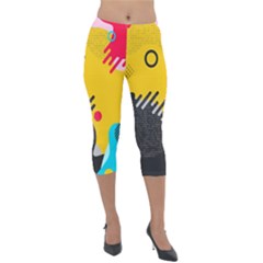 Abstract Colorful Pattern Shape Design Background Lightweight Velour Capri Leggings  by Amaryn4rt