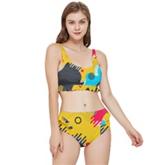 Abstract Colorful Pattern Shape Design Background Frilly Bikini Set by Amaryn4rt