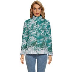Blue Ocean Waves 2 Women s Puffer Bubble Jacket Coat by Jack14