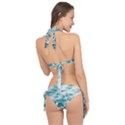 Blue Crashing Ocean Wave Tie It Up Bikini Set View2