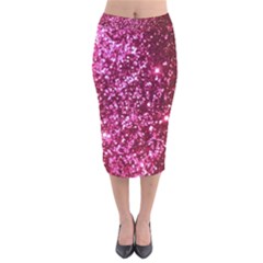Pink Glitter Velvet Midi Pencil Skirt by Amaryn4rt