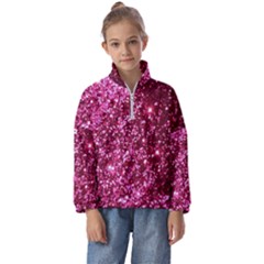 Pink Glitter Kids  Half Zip Hoodie by Amaryn4rt