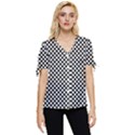 Black And White Checkerboard Background Board Checker Bow Sleeve Button Up Top View1