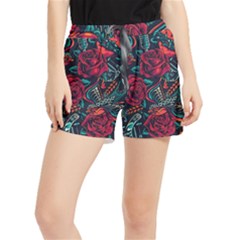 Vintage Flash Tattoos Designs Seamless Pattern Women s Runner Shorts by Amaryn4rt