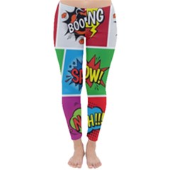 Pop Art Comic Vector Speech Cartoon Bubbles Popart Style With Humor Text Boom Bang Bubbling Expressi Classic Winter Leggings by Amaryn4rt