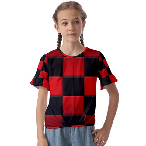 Black And Red Backgrounds- Kids  Cuff Sleeve Scrunch Bottom T-shirt by Amaryn4rt