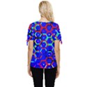 Blue Bee Hive Pattern Bow Sleeve Button Up Top View4