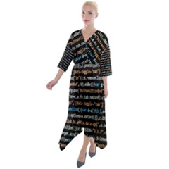 Close Up Code Coding Computer Quarter Sleeve Wrap Front Maxi Dress by Amaryn4rt