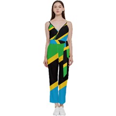 Flag Of Tanzania V-neck Camisole Jumpsuit by Amaryn4rt