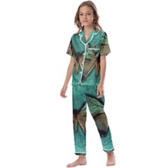 Butterfly Background Vintage Old Grunge Kids  Satin Short Sleeve Pajamas Set by Amaryn4rt