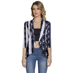 Architecture-building-pattern Women s 3/4 Sleeve Ruffle Edge Open Front Jacket by Amaryn4rt