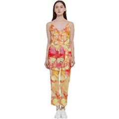 Monotype Art Pattern Leaves Colored Autumn V-neck Camisole Jumpsuit by Amaryn4rt