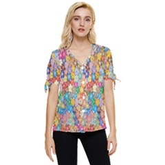 Sakura-cherry-blossom-floral Bow Sleeve Button Up Top by Amaryn4rt