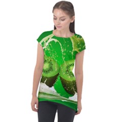 Kiwi Fruit Vitamins Healthy Cut Cap Sleeve High Low Top by Amaryn4rt