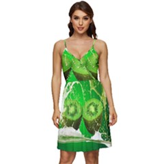 Kiwi Fruit Vitamins Healthy Cut V-neck Pocket Summer Dress  by Amaryn4rt