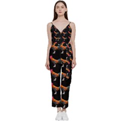 Background-pattern-chicken-fowl V-neck Camisole Jumpsuit by Amaryn4rt