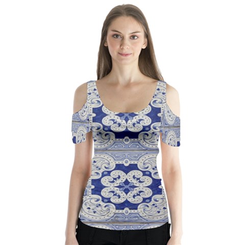 Ceramic-portugal-tiles-wall Butterfly Sleeve Cutout T-shirt  by Amaryn4rt