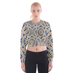 Ceramic-portugal-tiles-wall- Cropped Sweatshirt by Amaryn4rt