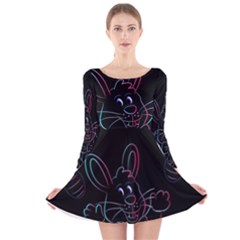 Easter-bunny-hare-rabbit-animal Long Sleeve Velvet Skater Dress by Amaryn4rt
