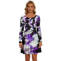 Abstract Canvas-acrylic-digital-design Long Sleeve Wide Neck Velvet Dress by Amaryn4rt