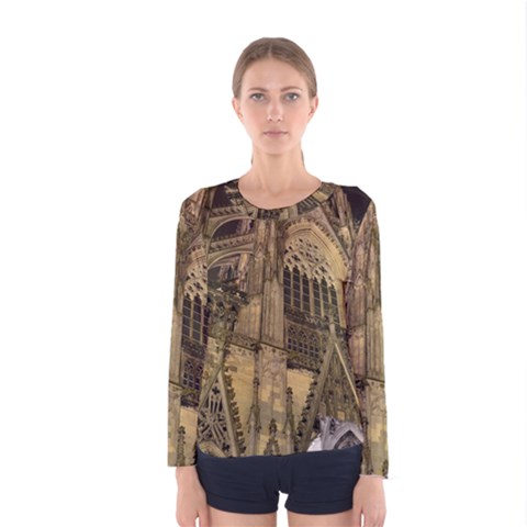 Cologne-church-evening-showplace Women s Long Sleeve T-shirt by Amaryn4rt