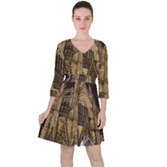 Cologne-church-evening-showplace Quarter Sleeve Ruffle Waist Dress by Amaryn4rt