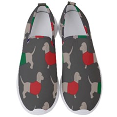 Cute Dachshund Dogs Wearing Jumpers Wallpaper Pattern Background Men s Slip On Sneakers by Amaryn4rt