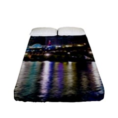 Cleveland Building City By Night Fitted Sheet (full/ Double Size) by Amaryn4rt