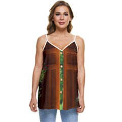 Beautiful World Entry Door Fantasy Casual Spaghetti Strap Chiffon Top by Amaryn4rt