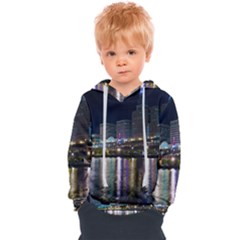 Cleveland Building City By Night Kids  Overhead Hoodie by Amaryn4rt