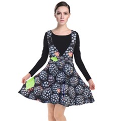 Blackberries-background-black-dark Plunge Pinafore Dress by Amaryn4rt