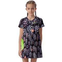 Blackberries-background-black-dark Kids  Asymmetric Collar Dress by Amaryn4rt
