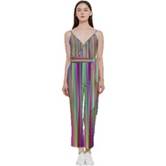 Striped-stripes-abstract-geometric V-neck Camisole Jumpsuit by Amaryn4rt