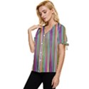 Striped-stripes-abstract-geometric Bow Sleeve Button Up Top View2