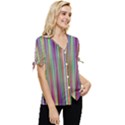 Striped-stripes-abstract-geometric Bow Sleeve Button Up Top View3