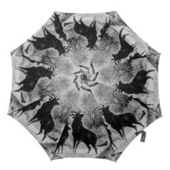 Stag-deer-forest-winter-christmas Hook Handle Umbrellas (small) by Amaryn4rt
