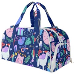 Colorful-funny-christmas-pattern Pig Animal Burner Gym Duffel Bag by Amaryn4rt