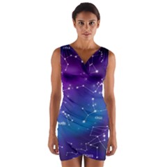 Realistic-night-sky-poster-with-constellations Wrap Front Bodycon Dress by Amaryn4rt