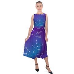 Realistic-night-sky-poster-with-constellations Midi Tie-back Chiffon Dress by Amaryn4rt