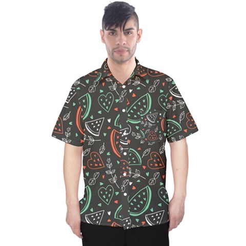 Seamless-vector-pattern-with-watermelons-mint -- Men s Hawaii Shirt by Amaryn4rt