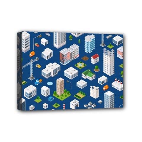 Isometric-seamless-pattern-megapolis Mini Canvas 7  X 5  (stretched) by Amaryn4rt